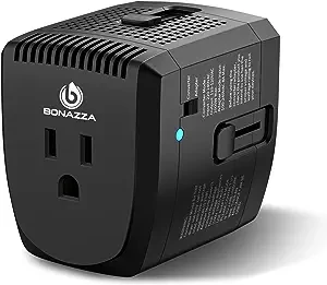 2000Watts Voltage Converter, 220V to 110V Converter, International Plug Adapter, Power Converter Adapter Combo, US to Europe, UK, Israel, Africa Over 150 Countries (Black)