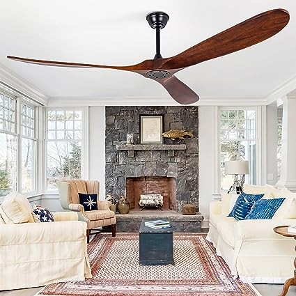 TFVV 72 inch Ceiling Fan Without Lights,3 Wood Blades,Wet Rated Ceiling Fans with Remote Control ，NO Light，Quiet DC Motor, Large Outdoor Ceiling Fans for Patios Waterproof,Bedroom,Living Room,Porch an